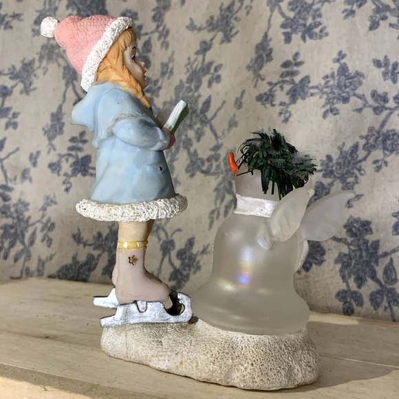 Nantucket Figurine Ice Skater Caroling Girl with Snowman - Picture 4 of 9